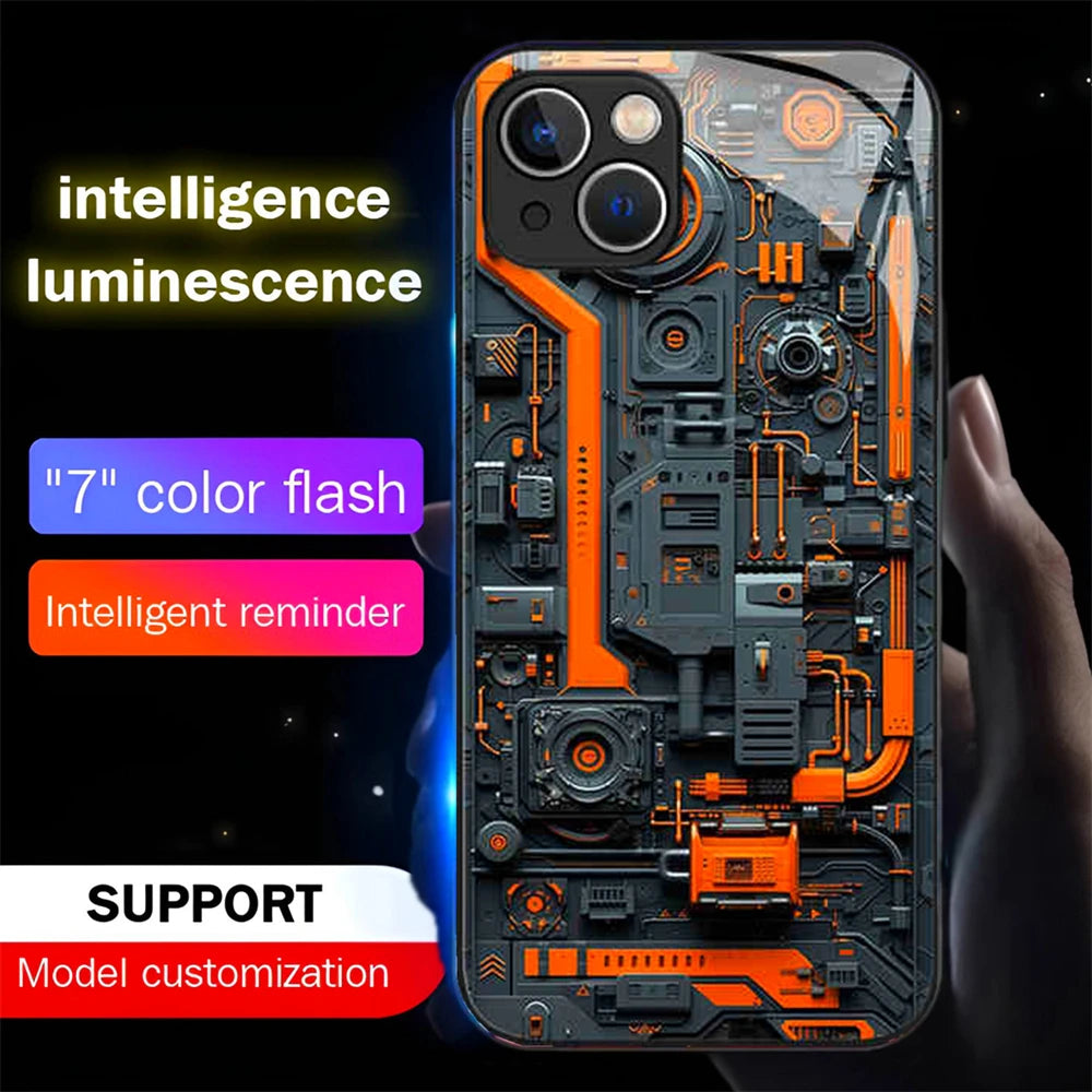 iPhone Tempered Glass Smart LED Phone Case Cover