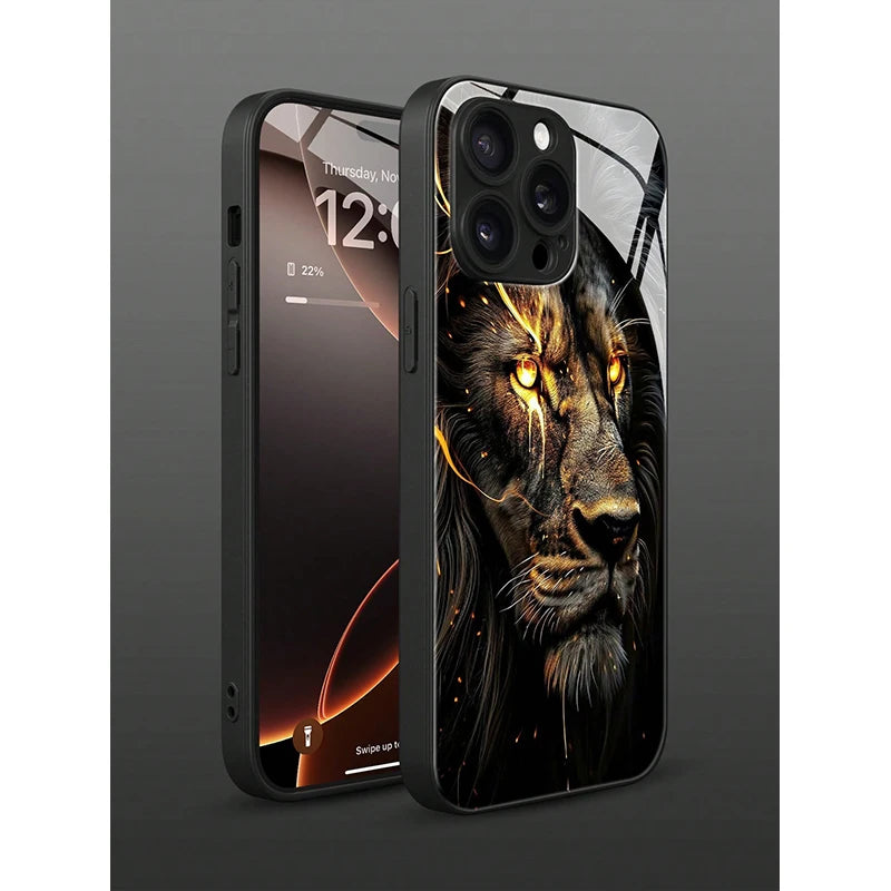iPhone Lion Tempered Glass Phone Case