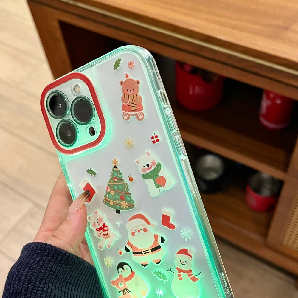 iPhone Light Up Flash Christmas Snowman Santa Claus Phone Case