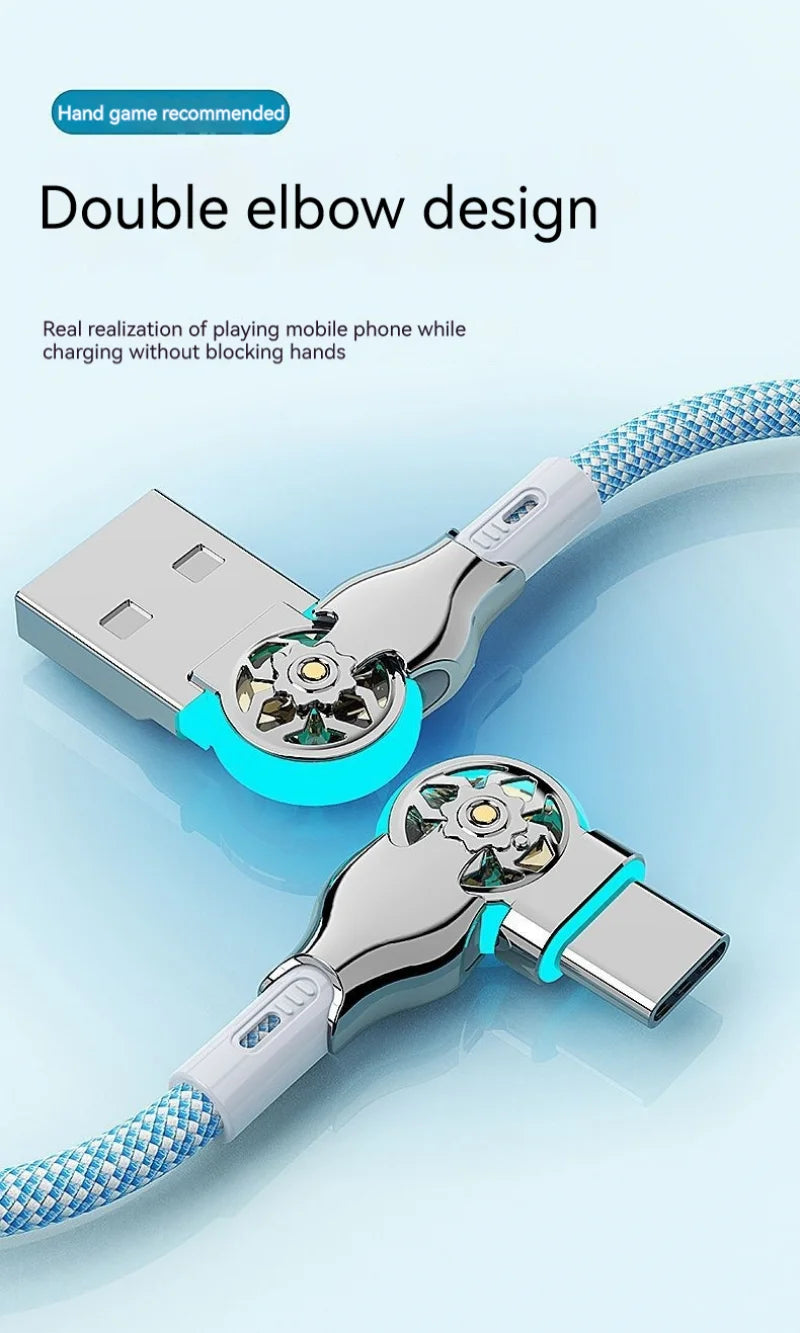 180 Degree Elbow Rotation USB A to Type C Cable