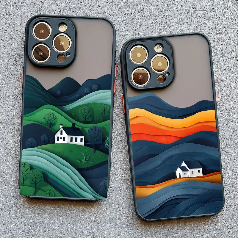 iPhone Mountain Forest Village Shockproof Back Covers