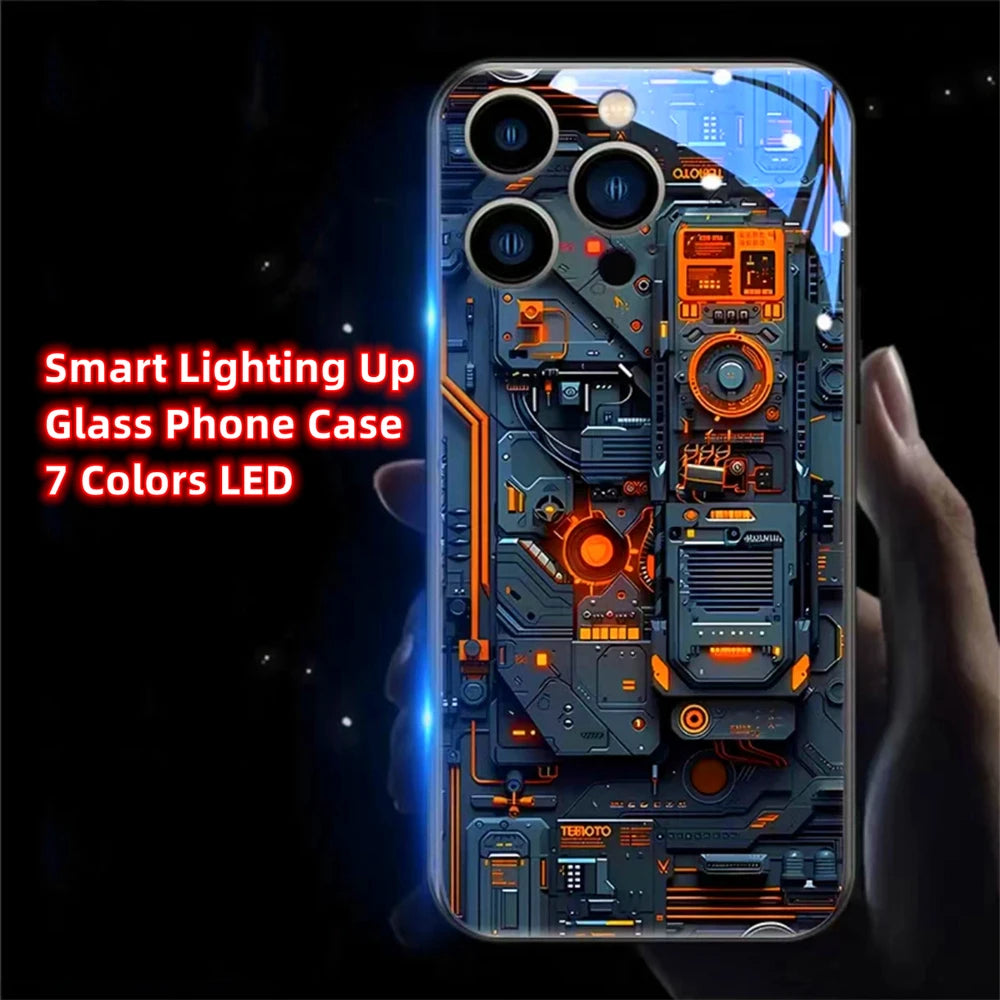 iPhone Tempered Glass Smart LED Phone Case Cover