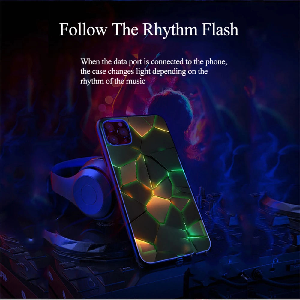 iPhone Voice-activated Luminous Phone Case LED Light Up Protective Back Cover