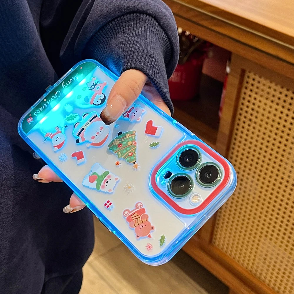 iPhone Light Up Flash Christmas Snowman Santa Claus Phone Case