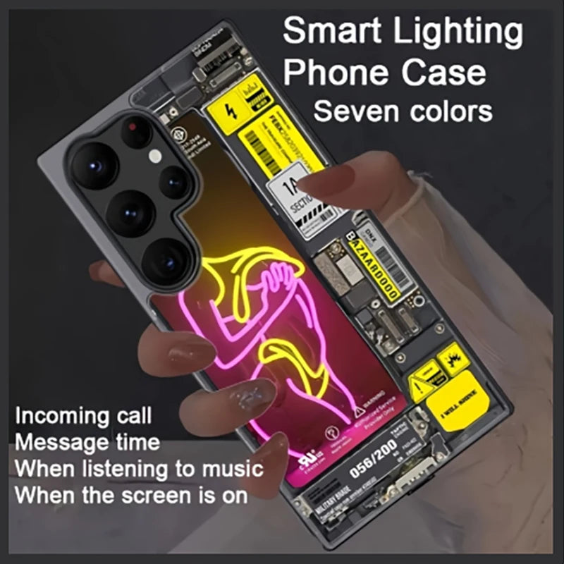 iPhone Neon City Cat Ear Girl LED Cases Cover