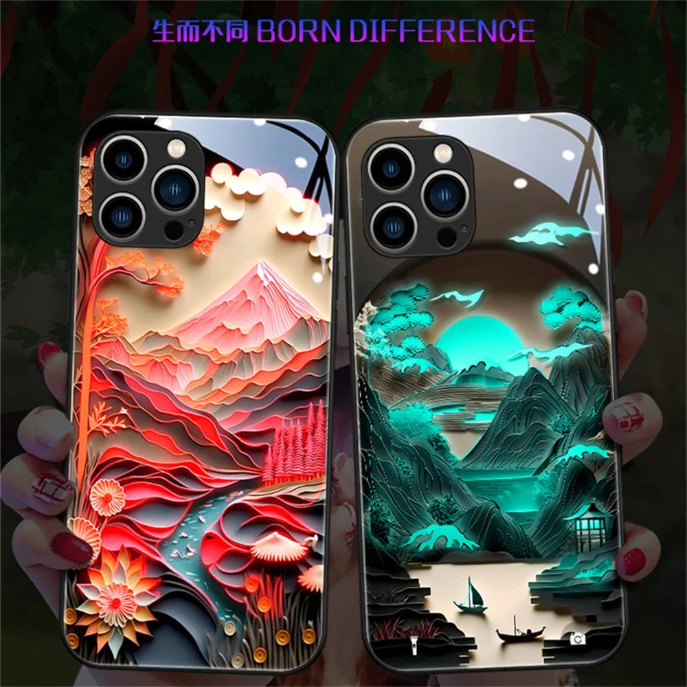 iPhone Japan Mount Fuji Glass Sound Control LED Flash Cases