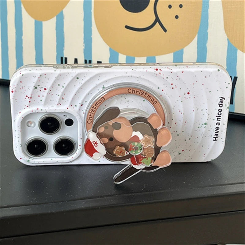 iPhone Korean Cute Quicksand Christmas Tree Magsafe Magnetic Smart Tok