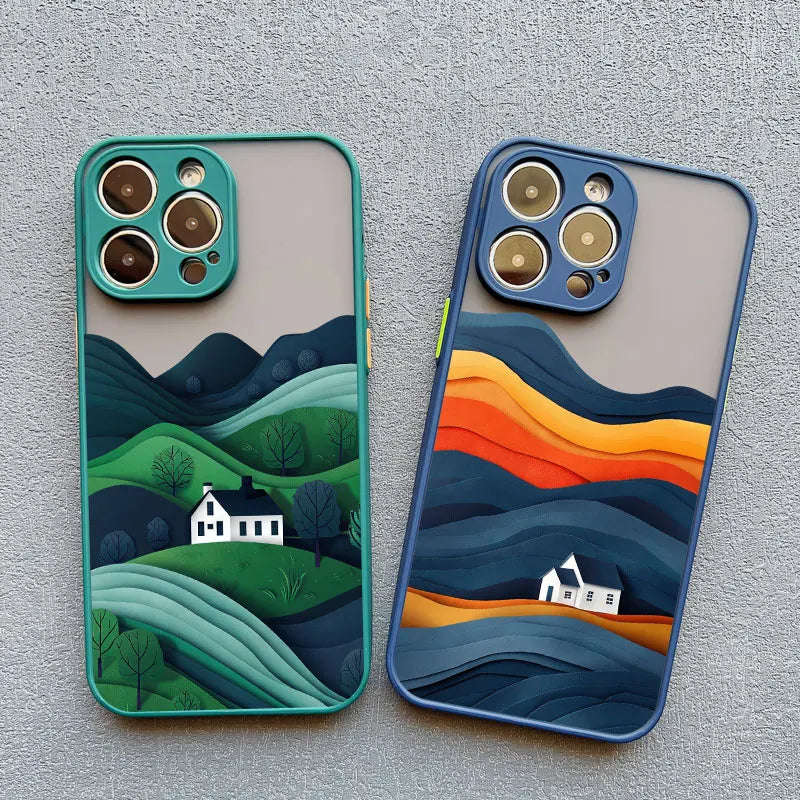 iPhone Mountain Forest Village Shockproof Back Covers