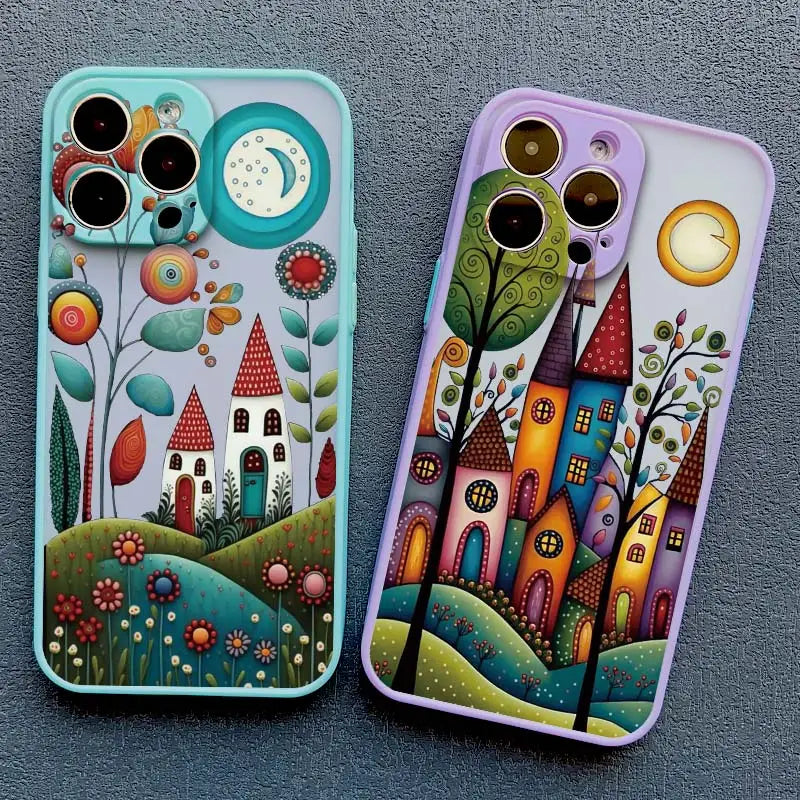 iPhone Painted Forest House Shockproof Back Cover