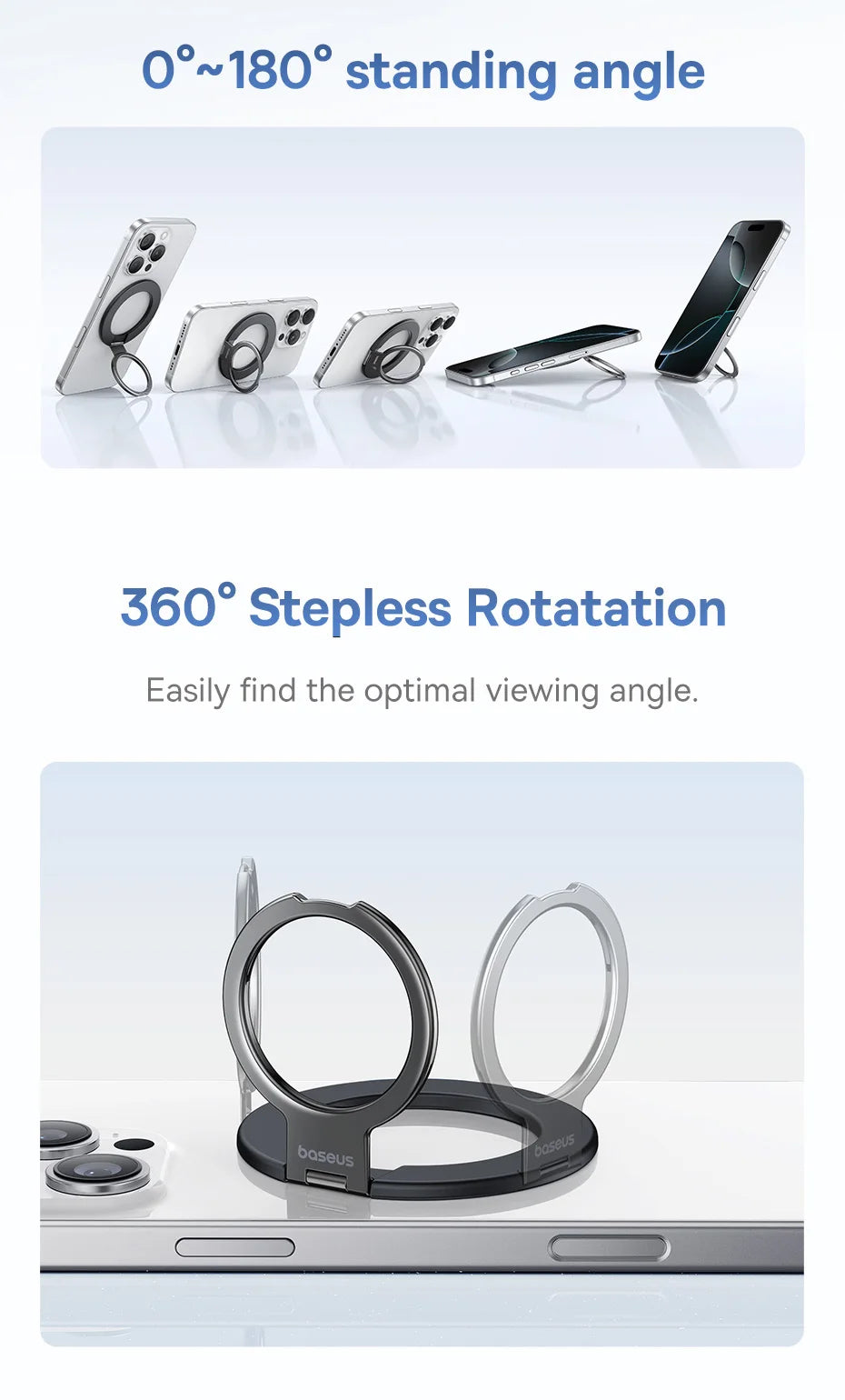 Baseus Ultra Thin Magnetic Ring Stand 360° Rotation 180°