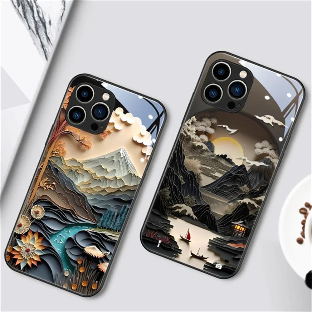 iPhone Japan Mount Fuji Glass Sound Control LED Flash Cases