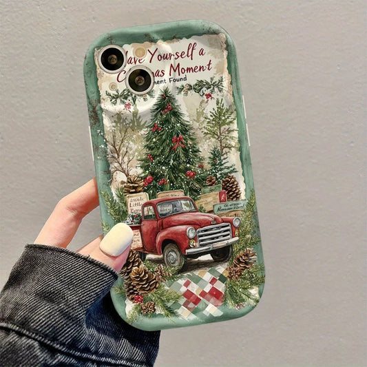 iPhone Christmas Vibe Pinecone Tree Truck 3D Wave Phone Case