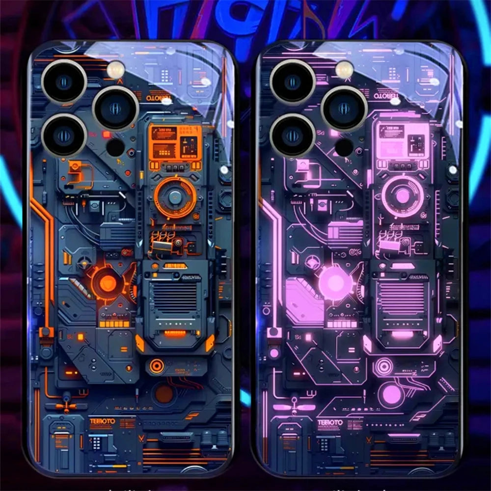 iPhone Tempered Glass Smart LED Phone Case Cover