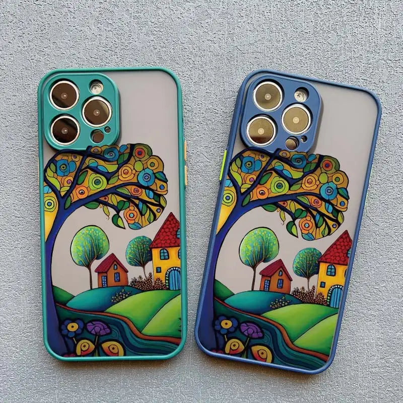 iPhone Painted Forest House Shockproof Back Cover