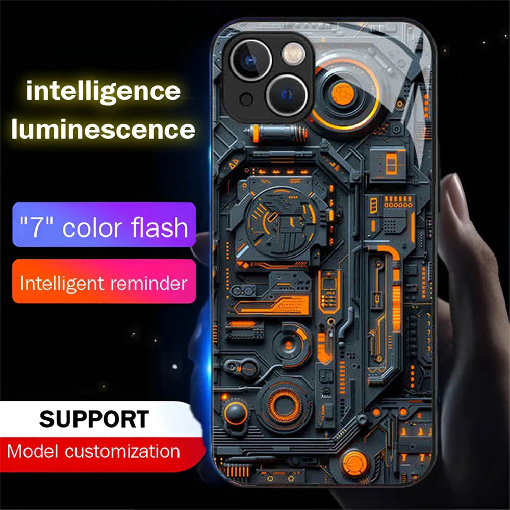 iPhone Tempered Glass Smart LED Phone Case Cover