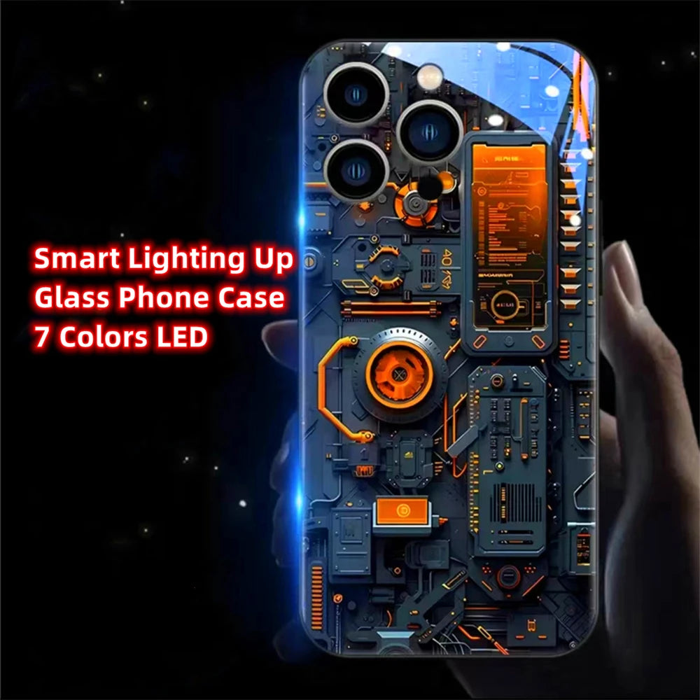 iPhone Tempered Glass Smart LED Phone Case Cover