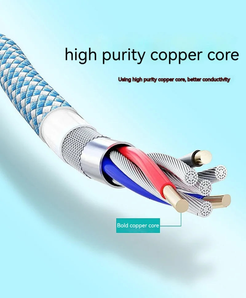 Fast Charging Cable 180 Degree Elbow Rotation USB A to Type C Cable with Light Zinc Alloy Braided Data Cable USB Micro Charger