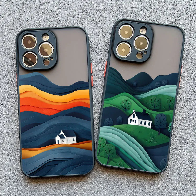 iPhone Mountain Forest Village Shockproof Back Covers