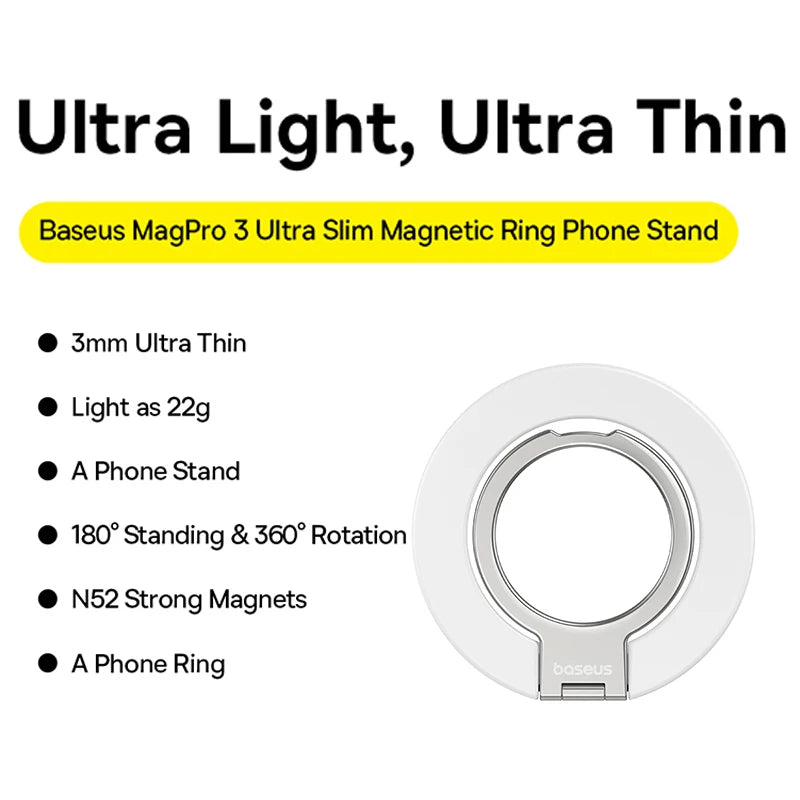 Baseus Ultra Thin Magnetic Ring Stand 360° Rotation 180°