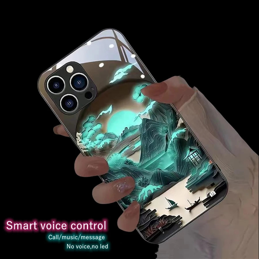 iPhone Japan Mount Fuji Glass Sound Control LED Flash Cases