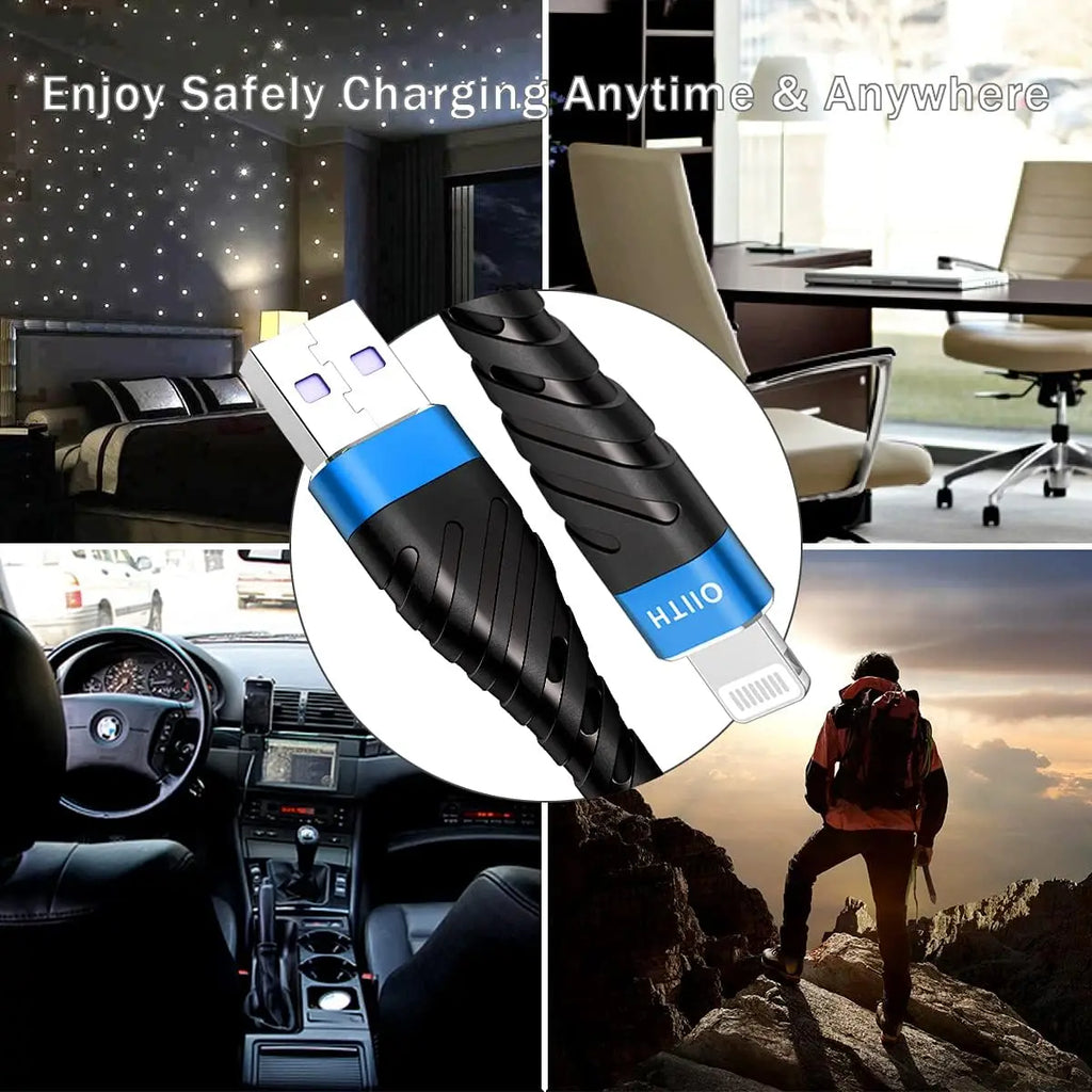 3A Fast Charging USB Cable For iPhone 11 12 13 14 Pro X XS Max 6 7 8 Plus SE iPad Cord Mobile Phone Charger Data Wire 2m 6FT