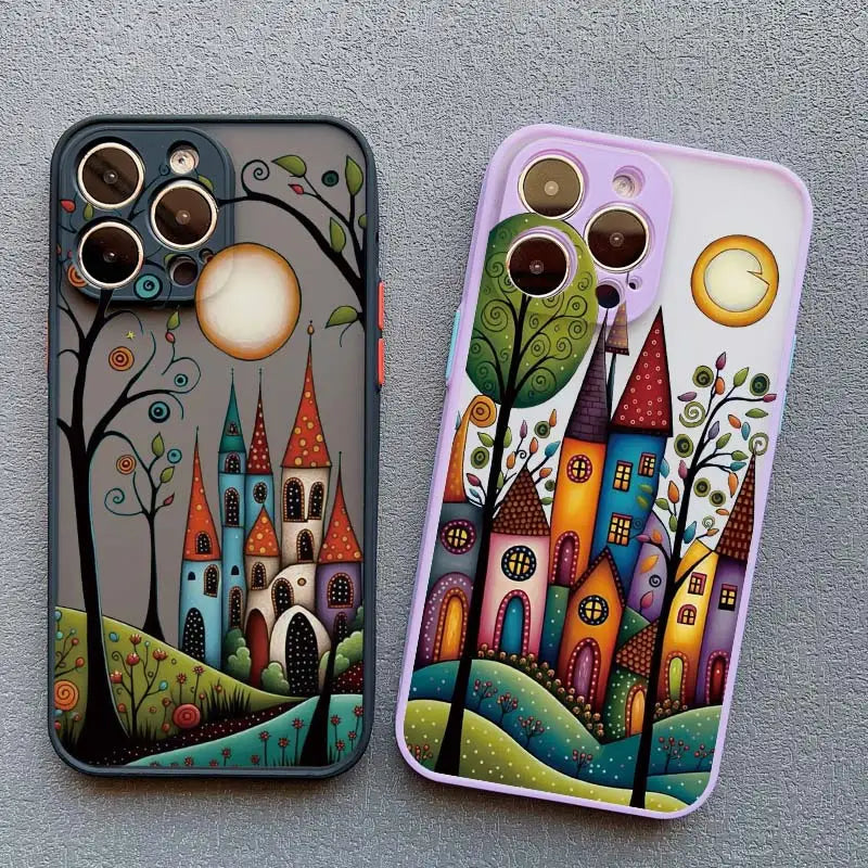 iPhone Painted Forest House Shockproof Back Cover