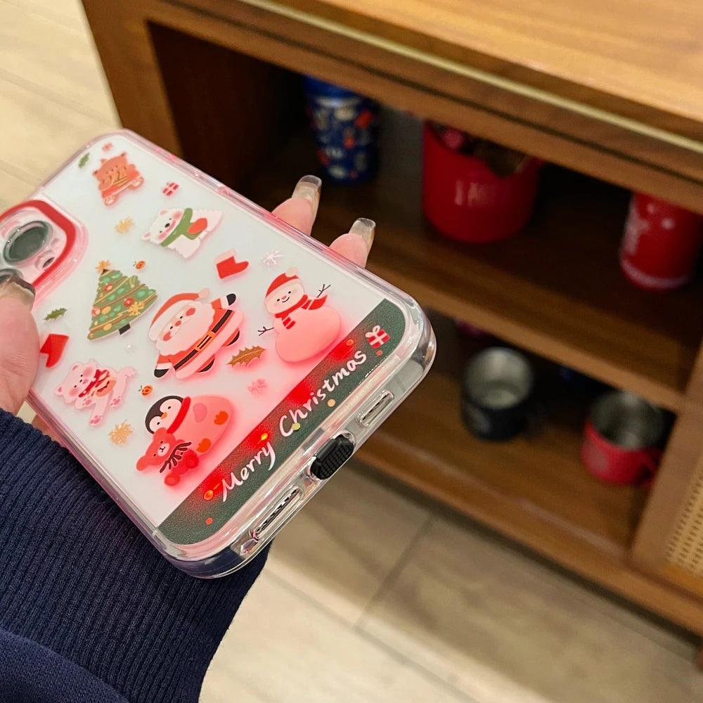 iPhone Light Up Flash Christmas Snowman Santa Claus Phone Case