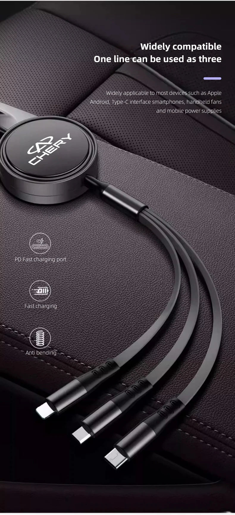 Car fast charging mobile phone charging cable suitable for Chery Omoda Tiggo 7 Pro 4 3 Fulwin 2 Arrizo 6 QQ 5x X1 5 8 T11 3 5 Gx