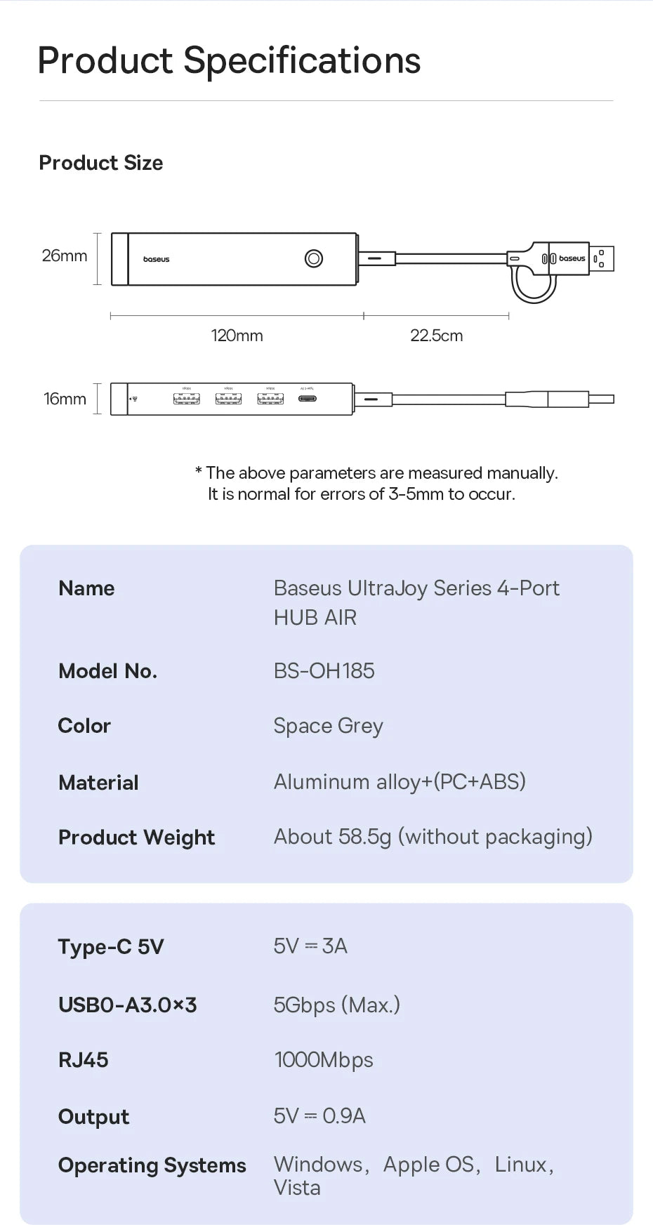 Baseus USB Hub Type-C USB-A Adapter