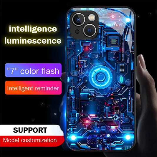 iPhone Tempered Glass Smart LED Phone Case Cover