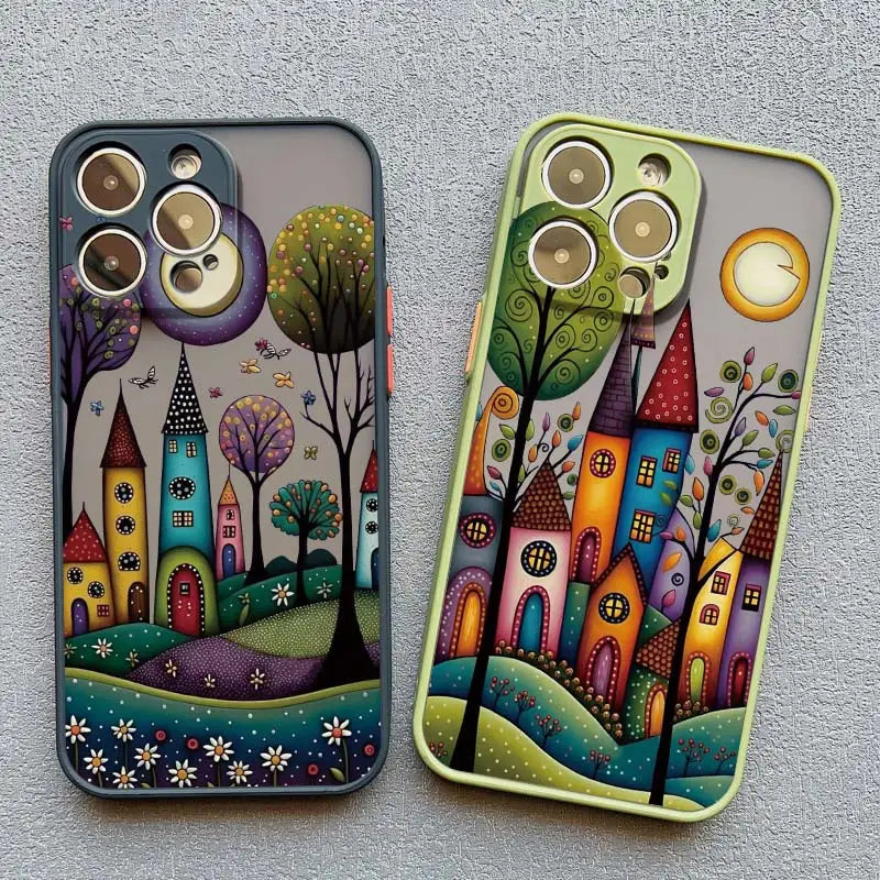 iPhone Painted Forest House Shockproof Back Cover