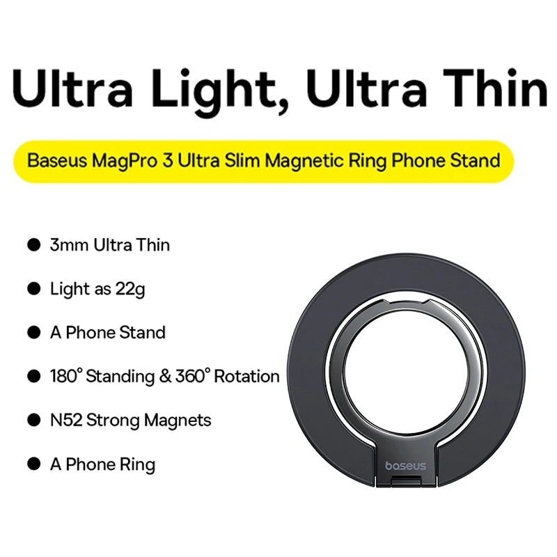 Baseus Ultra Thin Magnetic Ring Stand 360° Rotation 180°