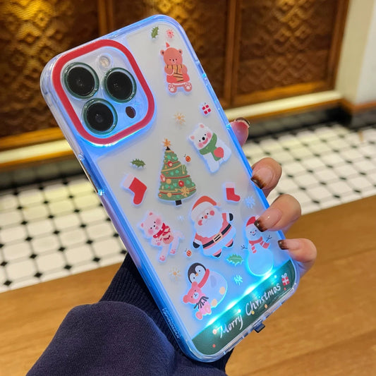 iPhone Light Up Flash Christmas Snowman Santa Claus Phone Case