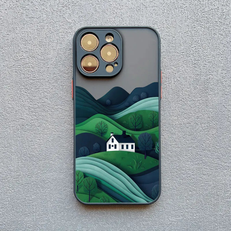 iPhone Mountain Forest Village Shockproof Back Covers