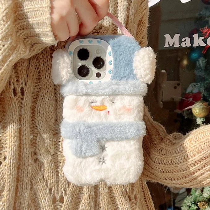iPhone Winter Plush Snowman Christmas Shockproof Cover