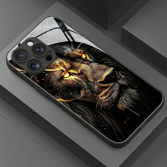 iPhone Lion Tempered Glass Phone Case