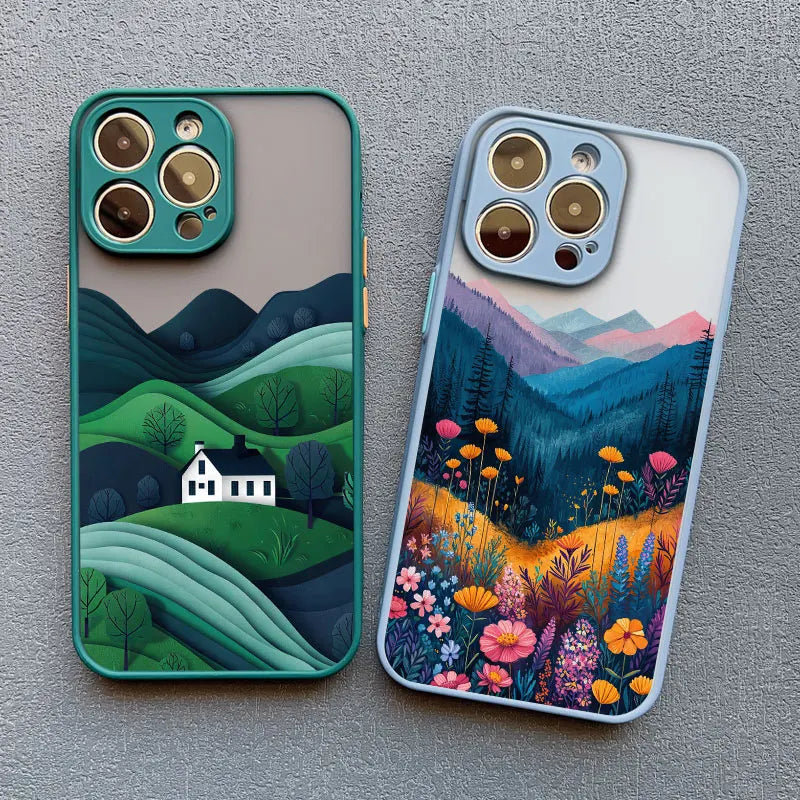 iPhone Mountain Forest Village Shockproof Back Covers