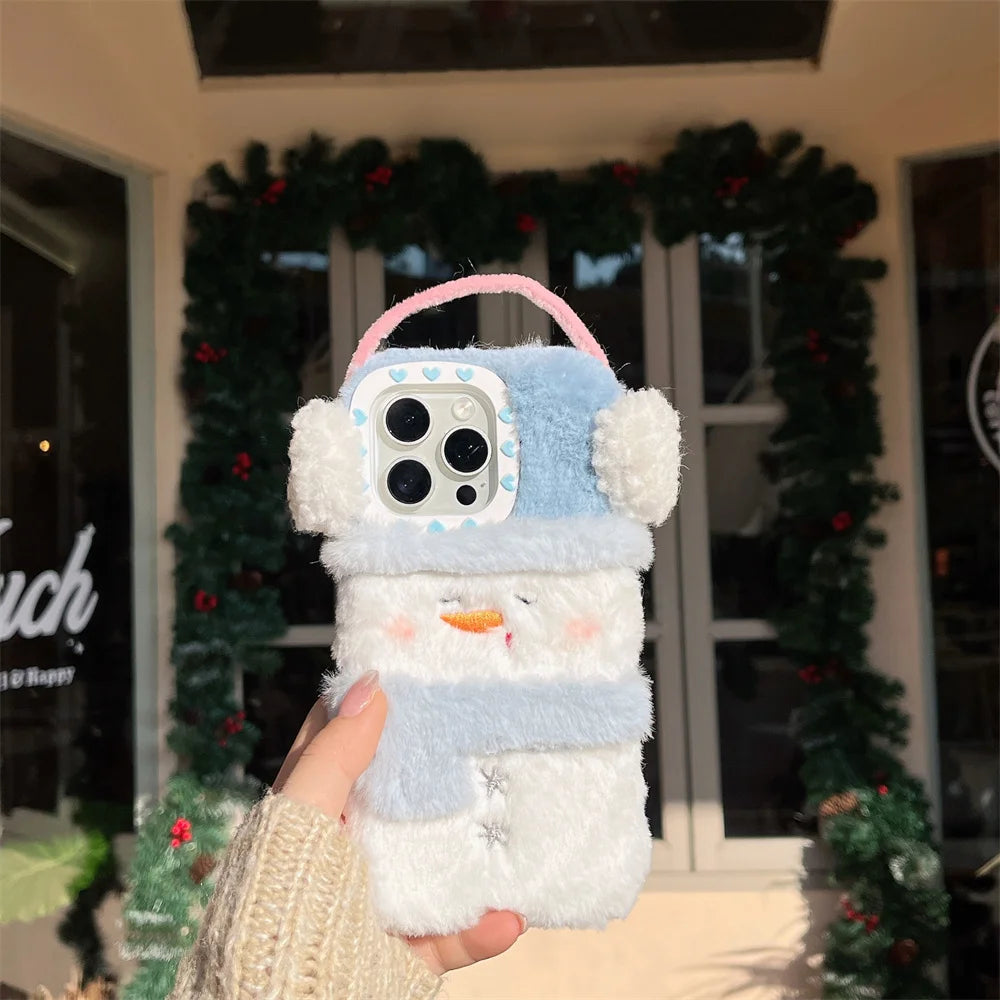 iPhone Winter Plush Snowman Christmas Shockproof Cover