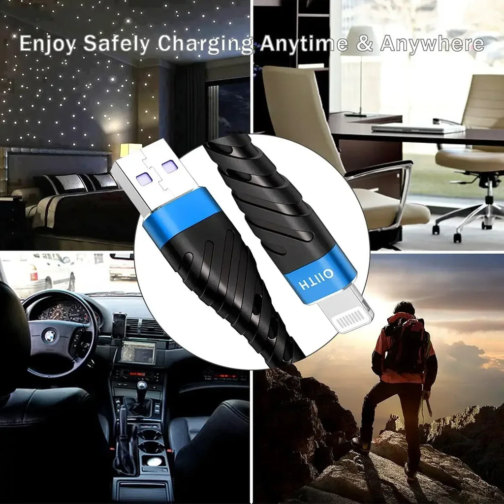 3A Fast Charging USB Cable For iPhone 11 12 13 14 Pro X XS Max 6 7 8 Plus SE iPad Cord Mobile Phone Charger Data Wire 2m 6FT