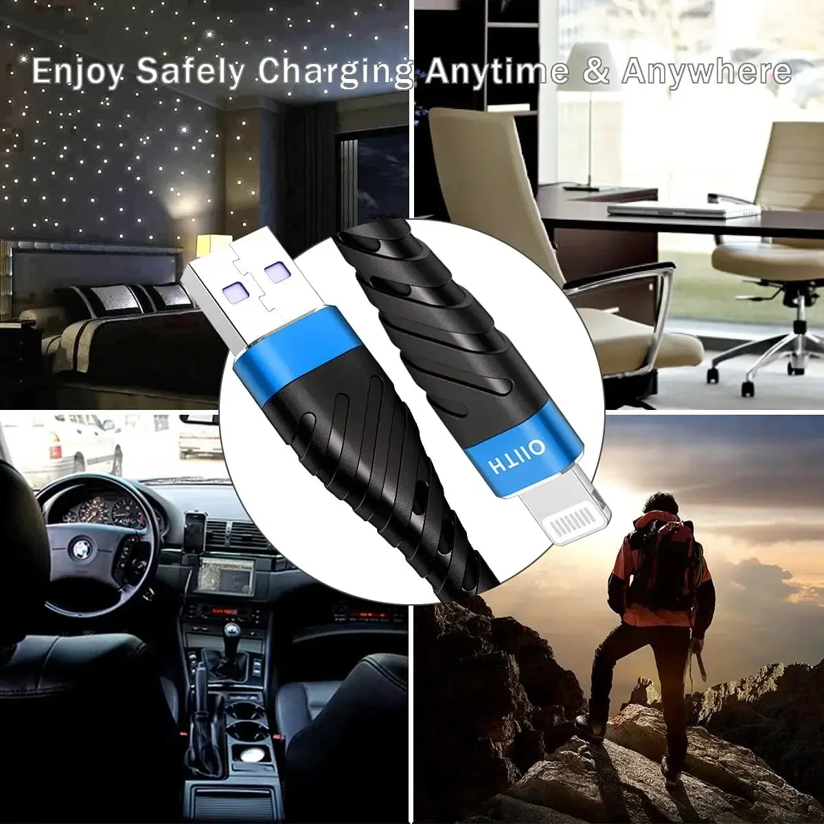 3A Fast Charging USB Cable For iPhone 11 12 13 14 Pro X XS Max 6 7 8 Plus SE iPad Cord Mobile Phone Charger Data Wire 2m 6FT