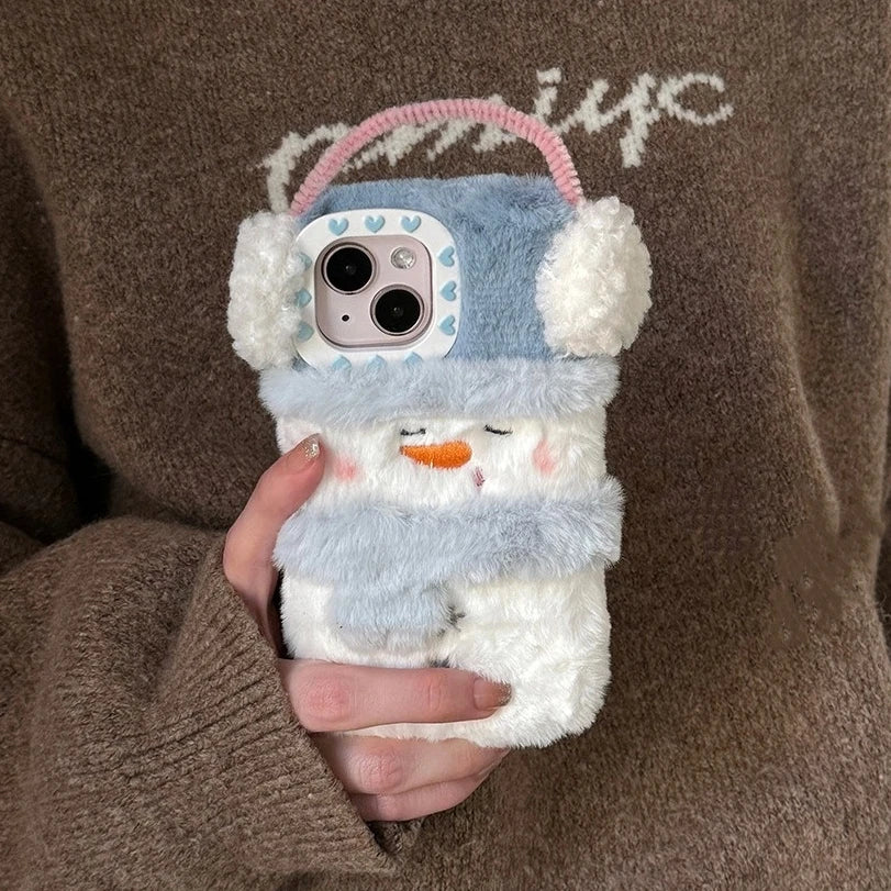 iPhone Winter Plush Snowman Christmas Shockproof Cover