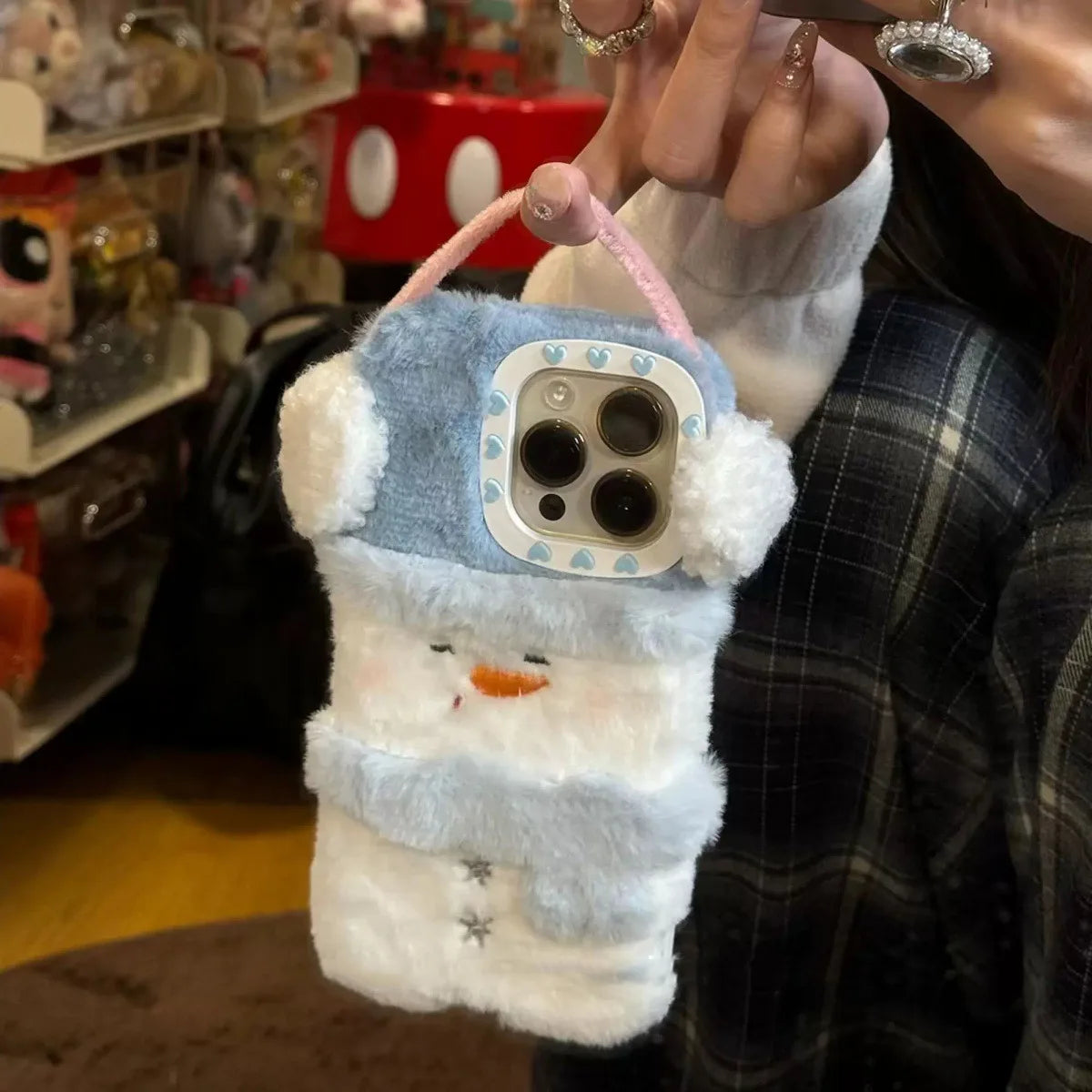 iPhone Winter Plush Snowman Christmas Shockproof Cover