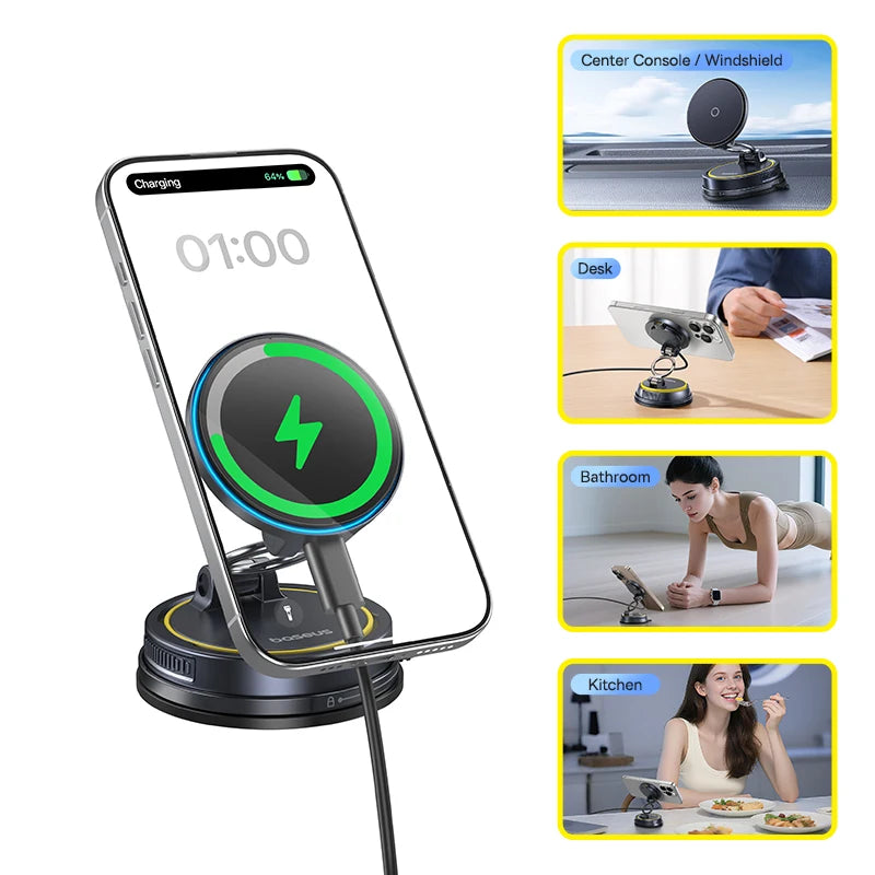 Baseus Wireless Charger Vacuum Magnetic Car Phone Holder