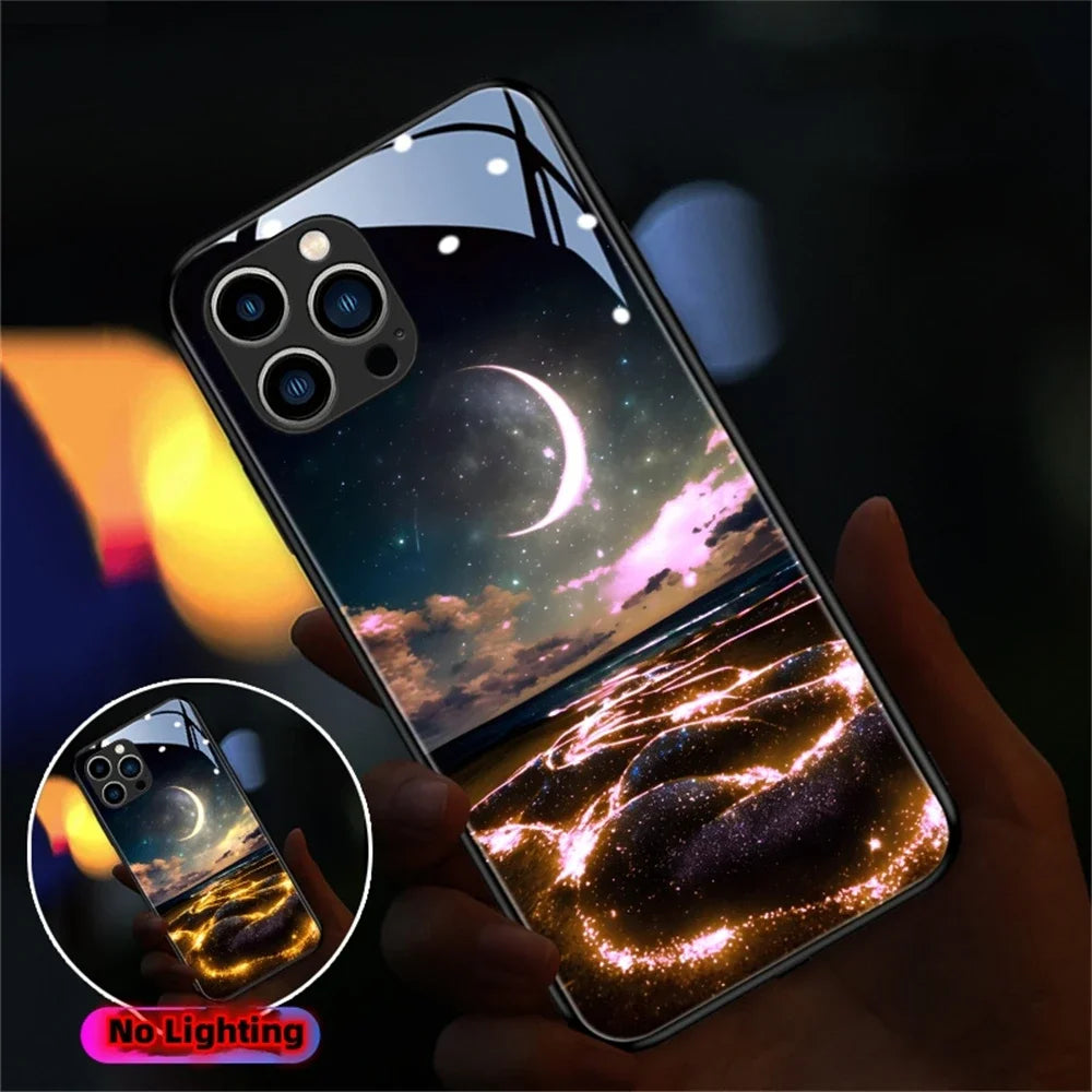 iPhone Japan Mount Fuji Glass Sound Control LED Flash Cases