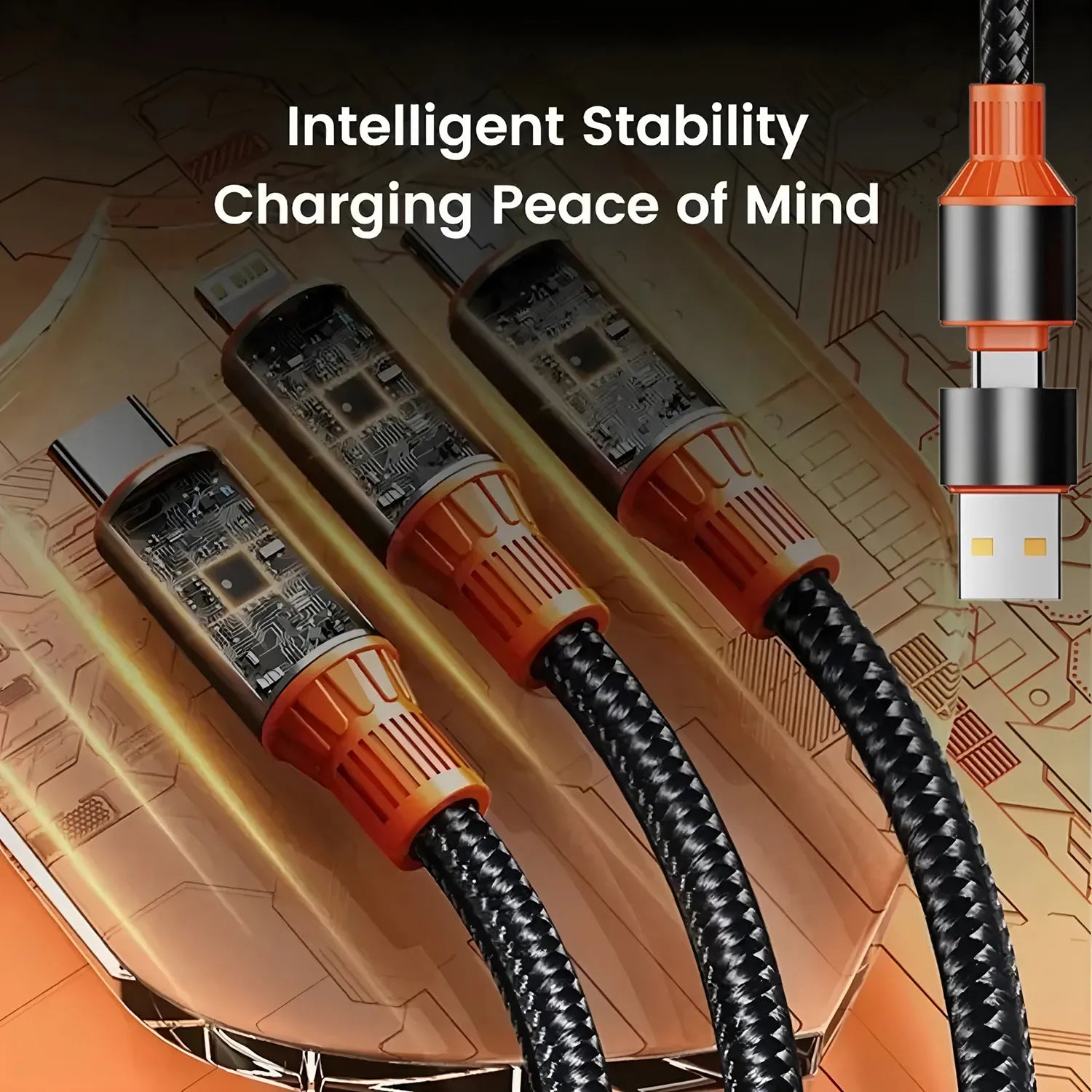 3 in1 Charging Cable Multi Usb Port Multiple Usb Charging Cord Type C Micro Charger Mobile Phone Wire For iPhone 15 14 13 Androi