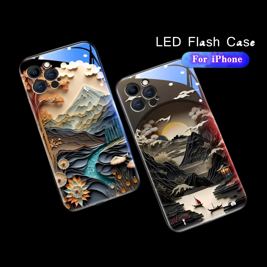 iPhone Japan Mount Fuji Glass Sound Control LED Flash Cases