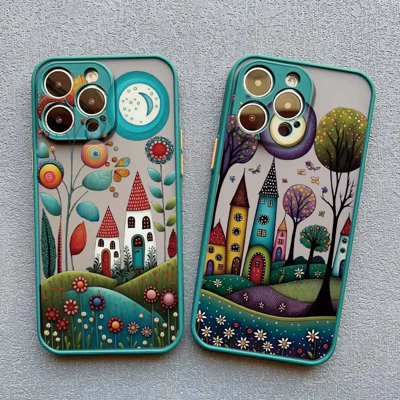 iPhone Painted Forest House Shockproof Back Cover