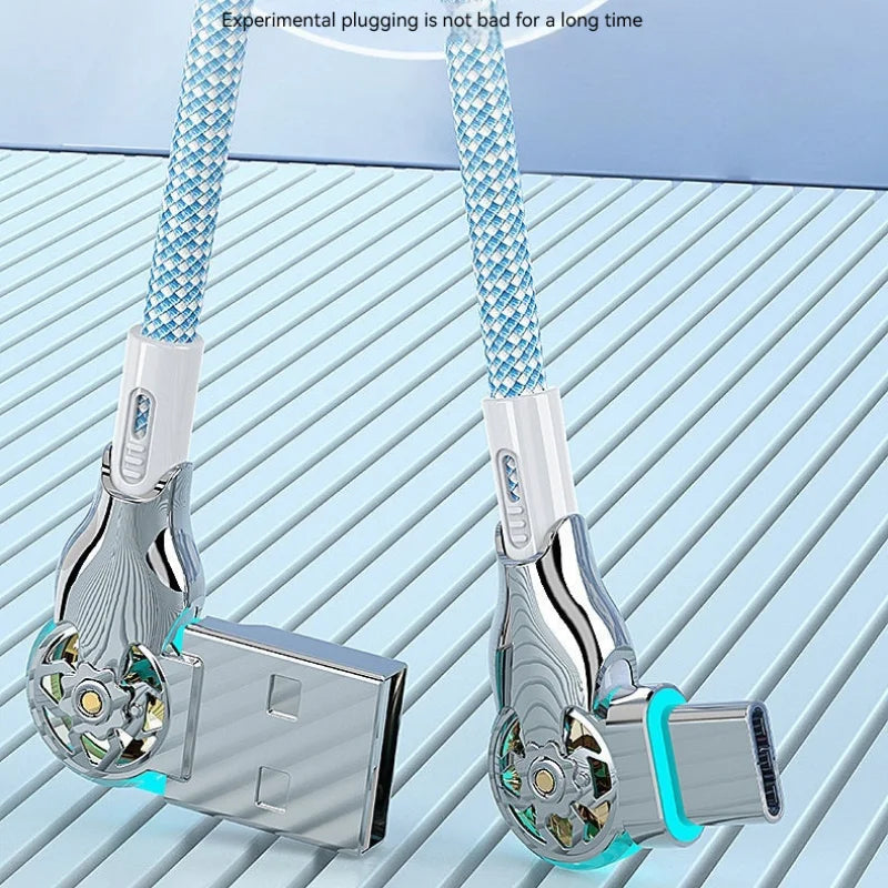 180 Degree Elbow Rotation USB A to Type C Cable