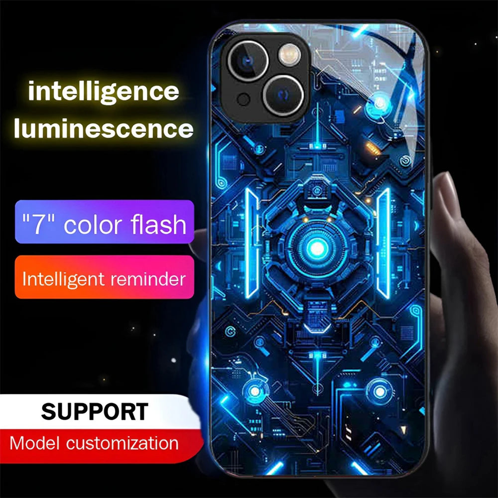 iPhone Tempered Glass Smart LED Phone Case Cover