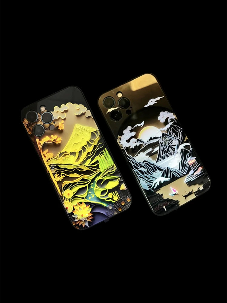 iPhone Japan Mount Fuji Glass Sound Control LED Flash Cases